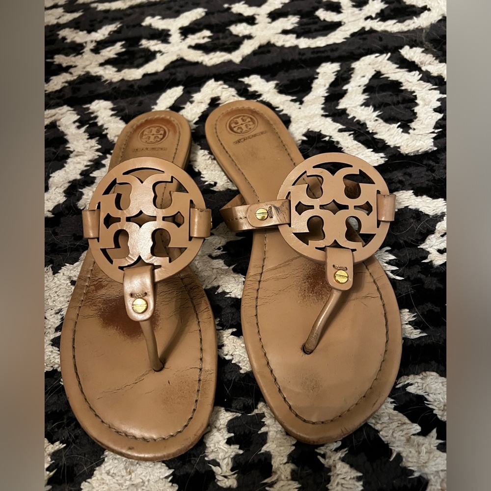 Tory Burch Miller Sandals in Light Sand, Size 9